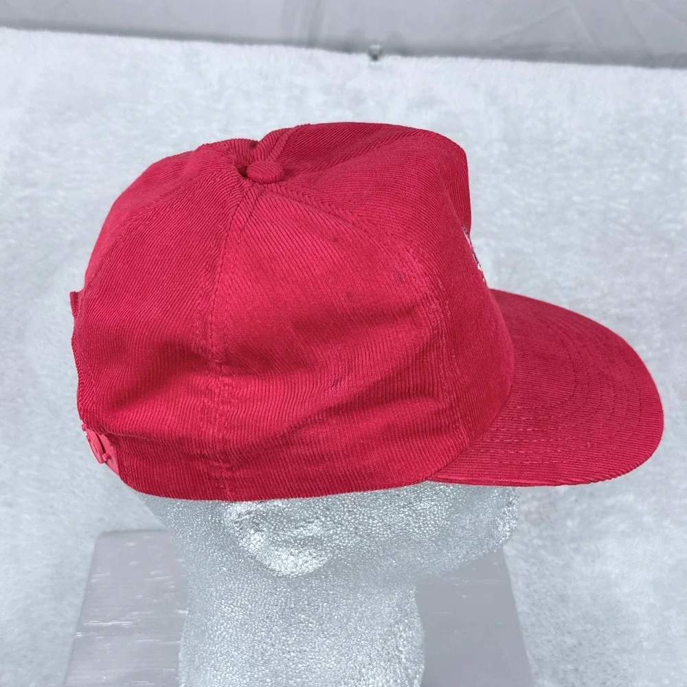 Vintage Trucker Hat Red Corduroy Biplane Aviation Snapback Airplane Baseball Cap